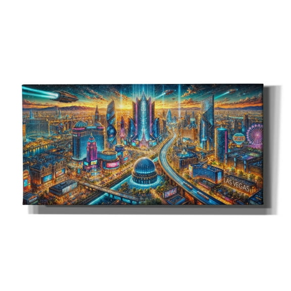 Epic Graffiti 'Las Vegas - Futuristic Painting' by Rey Klimt Canvas Wall Art, 40" x 20"