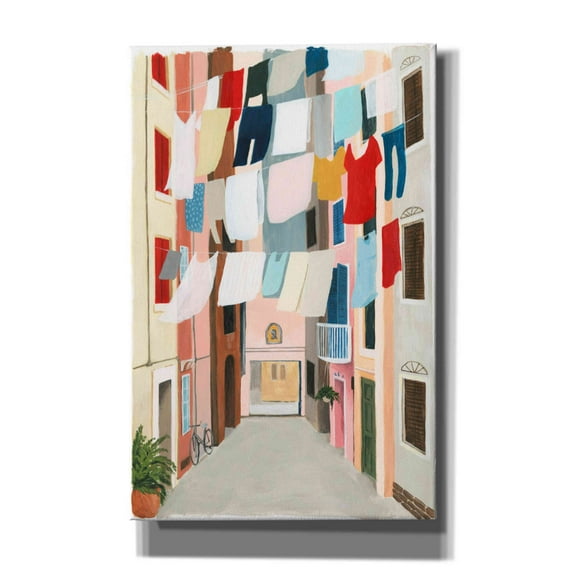 Epic Graffiti 'Laundry Day II' by Grace Popp, Canvas Wall Glass, 26"x40"