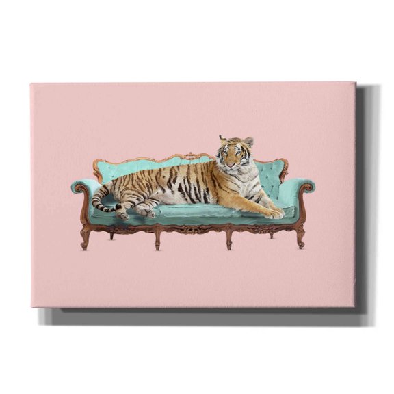 Epic Graffiti 'Lazy Tiger' by Robert Farkas, Canvas Wall Art, 26"x18"