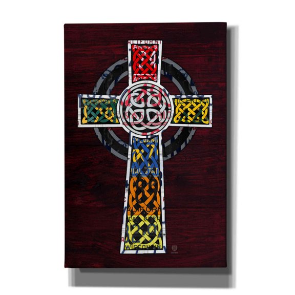 Epic Graffiti 'License Plate Art Celtic Cross' by Design Turnpike, Giclee Canvas Wall Art, 12"x18"