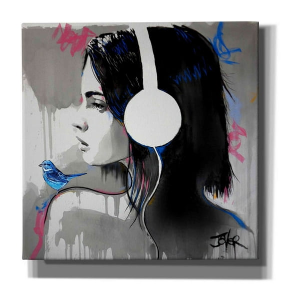 Epic Graffiti 'Life is Music' by Loui Jover, Canvas Wall Art, 18"x18"