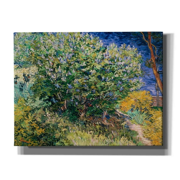 Epic Graffiti 'Lilac Bush' by Vincent Van Gogh, Giclee Canvas Wall Art, 34"x26"
