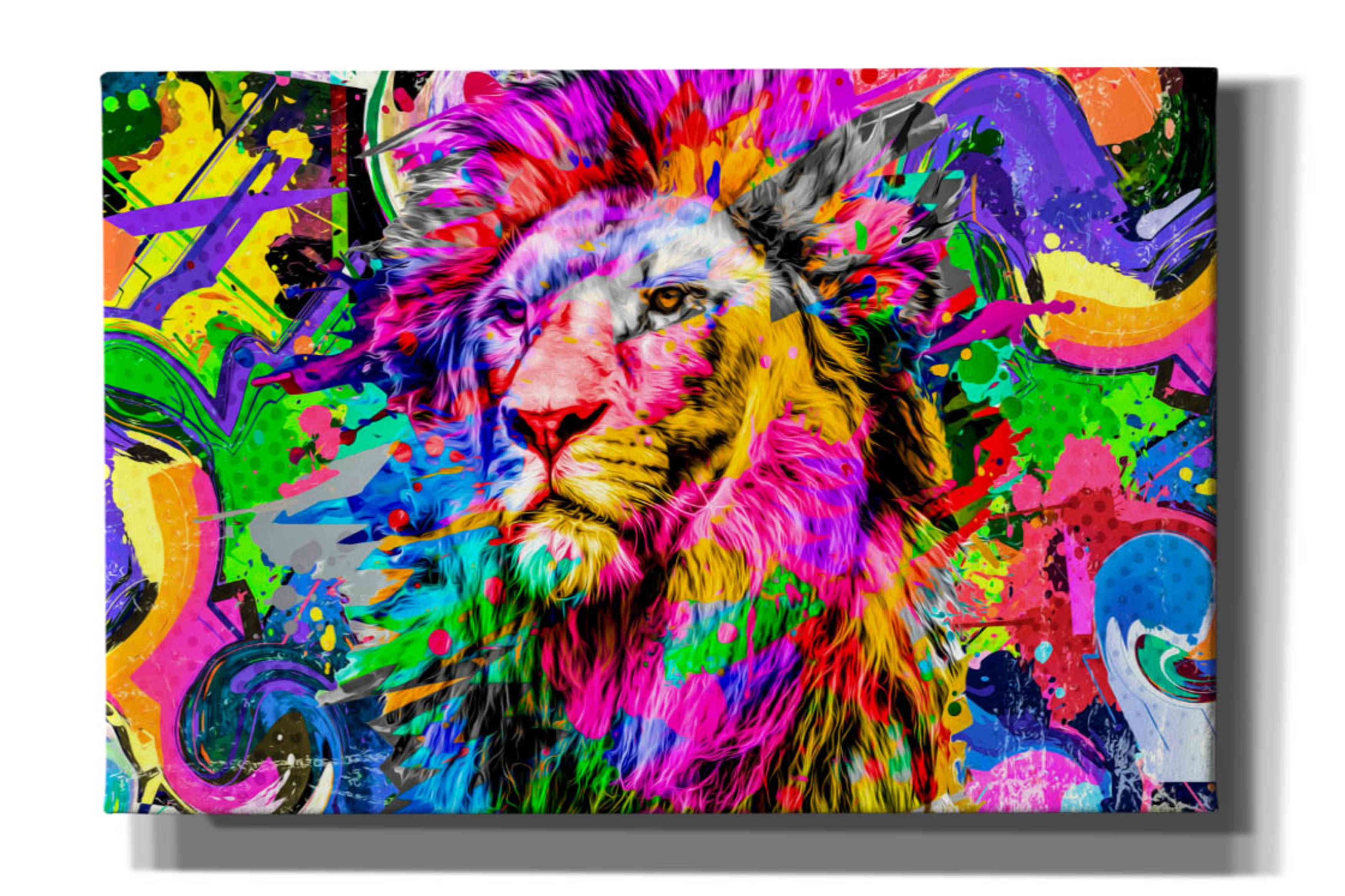 ストリートアート  ポケ●ンパロディ Lion Gones Epic Graffiti 'Lion,' Canvas Wall Art, 26