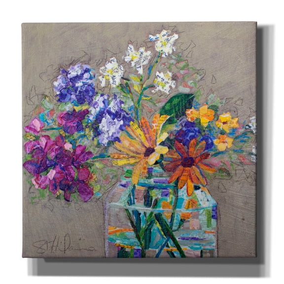 Epic Graffiti 'Lizard Bouquet'  by St Hilaire Elizabeth Canvas Wall Art, 18" x 18"