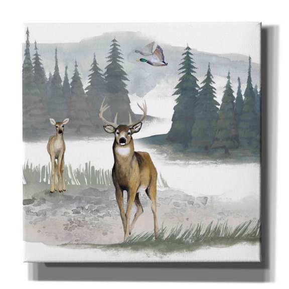 Epic Graffiti 'Lodge Landscape II' by Grace Popp, Canvas Wall Glass, 37"x37"