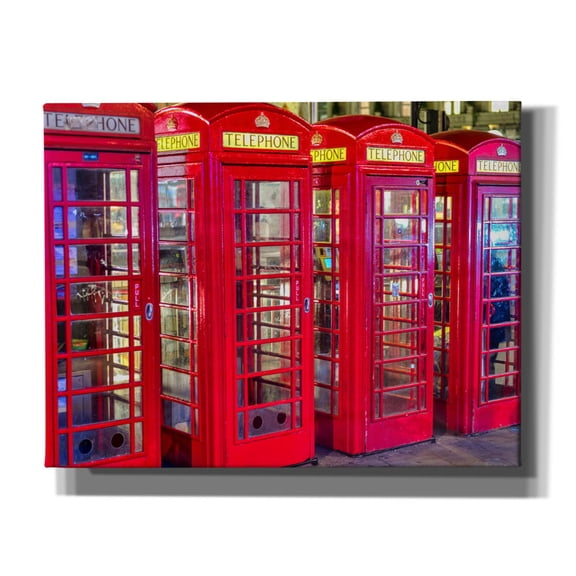 Epic Graffiti 'London Red Phone Boxes' by Mark A Paulda, Canvas Wall Art, 34"x26"