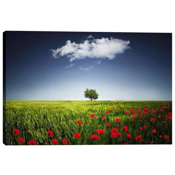 Epic Graffiti 'Lone Tree in a Poppy Field' Canvas Wall Art, 12" x 18"
