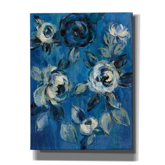 Epic Graffiti 'Loose Flowers on Blue I' by Silvia Vassileva, Canvas Wall Art, 12"x16"