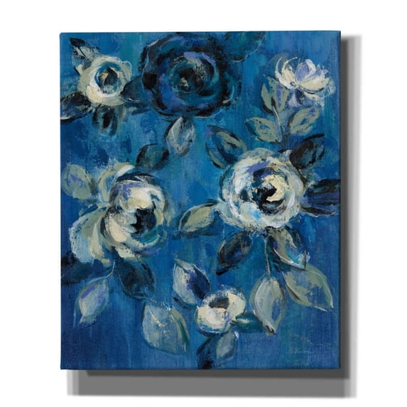 Epic Graffiti 'Loose Flowers on Blue I' by Silvia Vassileva, Canvas Wall Art, 20"x24"