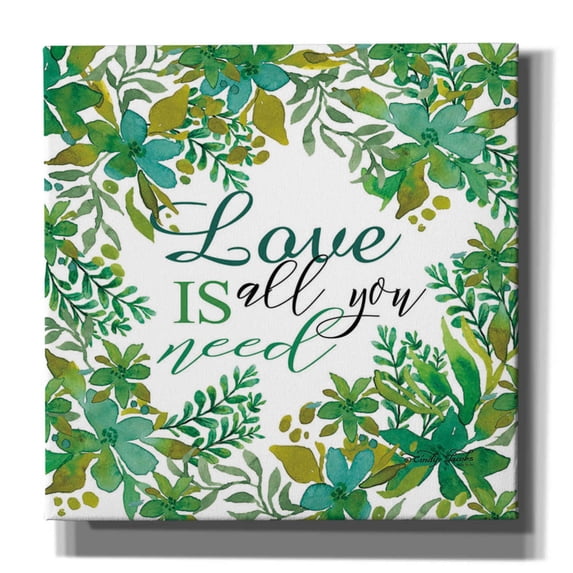 Epic Graffiti 'Love Is Greenery' by Cindy Jacobs, Canvas Wall Art, 26"x26"