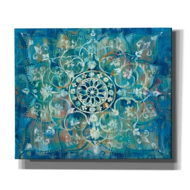 Epic Graffiti  "Mandala in Blue I" by Danhui Nai, Giclee Canvas Wall Art 20" x 24"