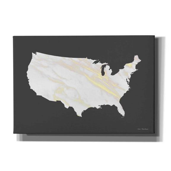 Epic Graffiti 'Marble Gold USA Map' by Seven Trees Design, Canvas Wall Art, 26"x18"