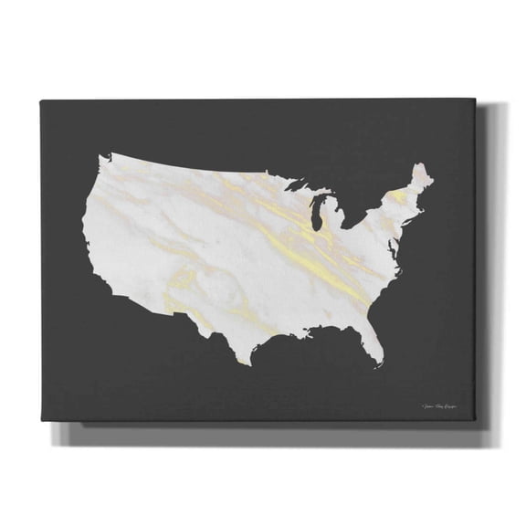 Epic Graffiti 'Marble Gold USA Map' by Seven Trees Design, Canvas Wall Art, 54"x40"
