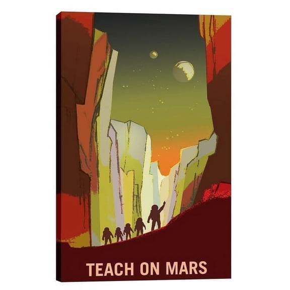 Epic Graffiti  "Mars Explorer Series: Teach on Mars" Space Giclee Canvas Wall Art, 12" x 18" 12" x 18"