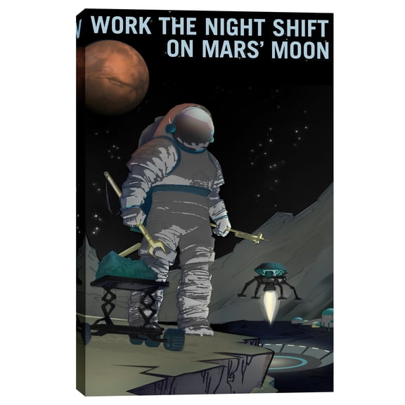 Epic Graffiti 'Mars Explorer Series: Work the Night Shift Space' Giclee Canvas Wall Art 40" x 60"