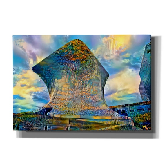 Epic Graffiti 'Mexico City Soumaya Museum' by Pedro Gavidia, Canvas Wall Art, 26"x18"
