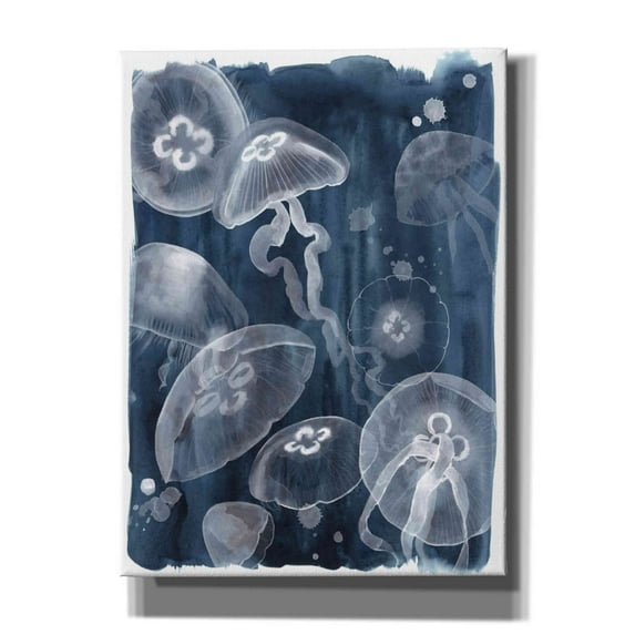 Epic Graffiti 'Moon Jellies I' by Grace Popp, Canvas Wall Glass, 40"x54"