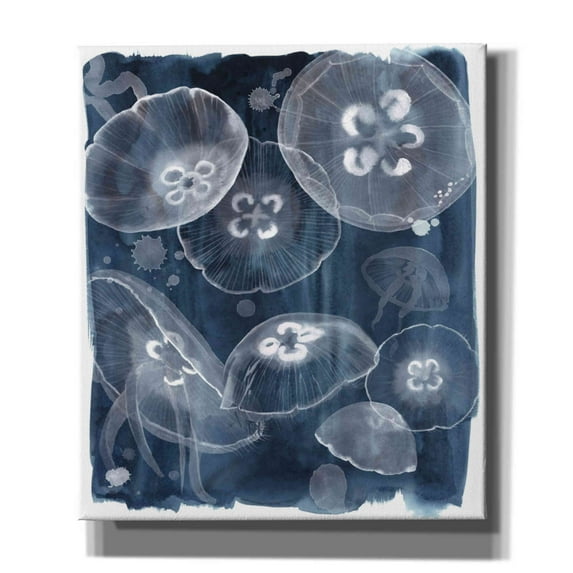 Epic Graffiti 'Moon Jellies II' by Grace Popp, Canvas Wall Glass, 26"x30"