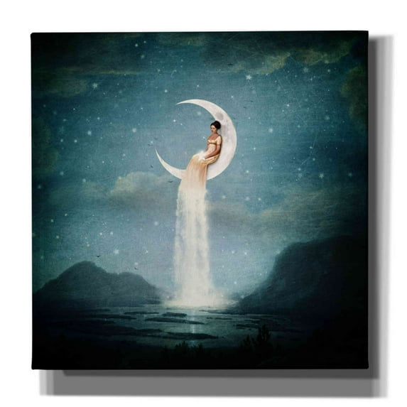 Epic Graffiti 'Moon River Lady' by Paula Belle Flores, Giclee Canvas Wall Art, 37"x37"