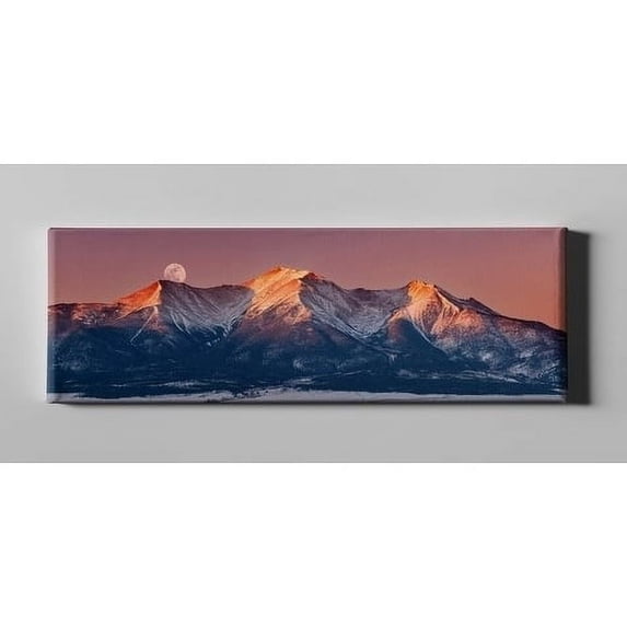 Epic Graffiti "Mount Princeton Moonset" by Darren White, Giclee Canvas Wall Art 12" x 36"