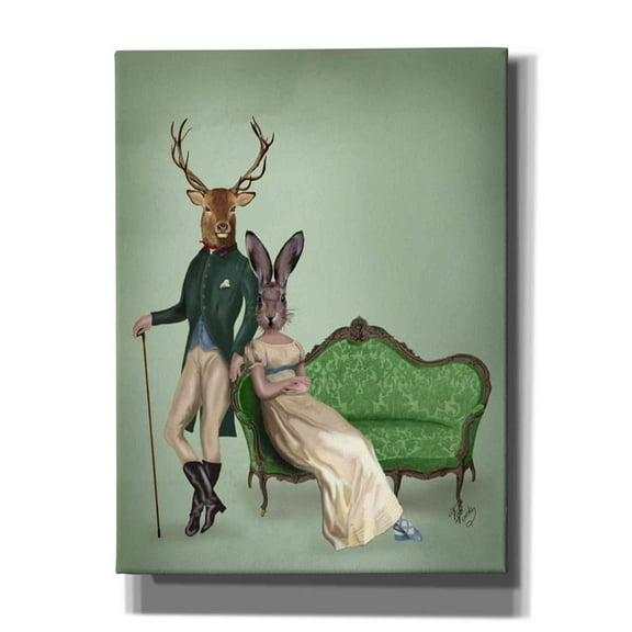 Epic Graffiti 'Mr Deer and Mrs Rabbit' by Fab Funky Canvas Wall Art, 20"x24"