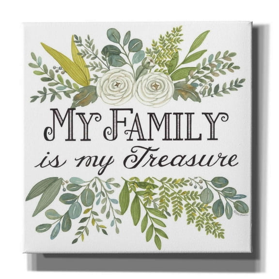Epic Graffiti 'My Family Is My Treasure' by Deb Strain, Giclee Canvas Wall Art, 18"x18"
