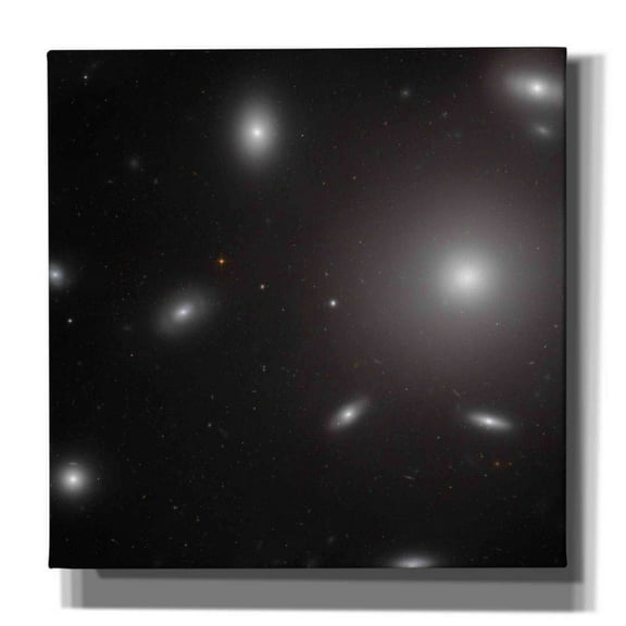 Epic Graffiti  "NGC 4874" Hubble Space Telescope Giclee Canvas Wall Art - White 18" x 18"