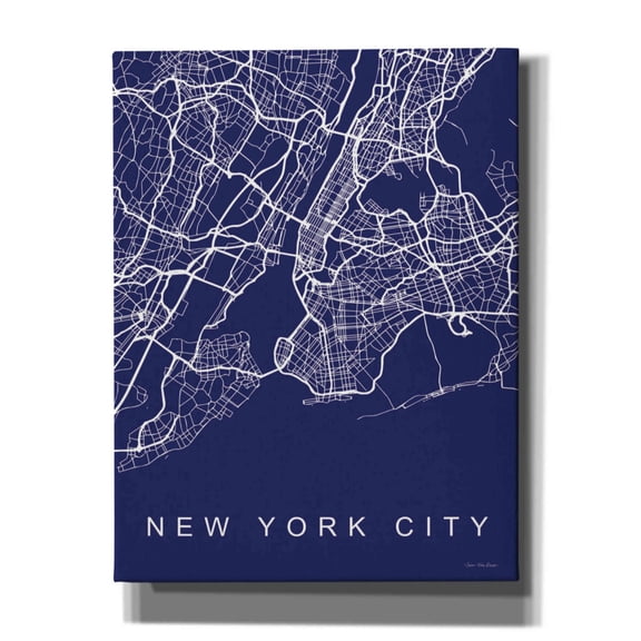 Epic Graffiti 'NYC Street Blue Map' by Seven Trees Design, Canvas Wall Art, 26"x34"