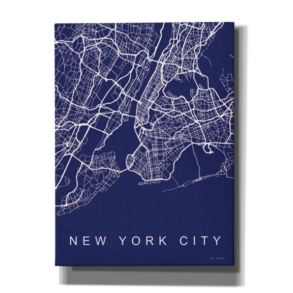 Epic Graffiti 'NYC Street Blue Map' by Seven Trees Design, Canvas Wall Art, 40"x54"