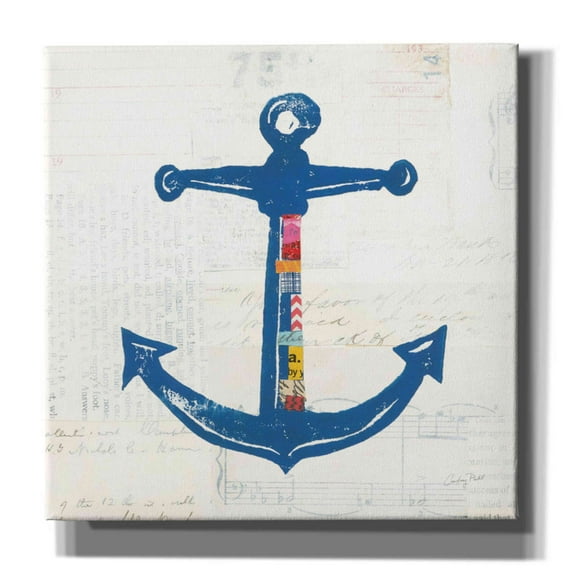 Epic Graffiti 'Nautical Collage III on Newsprint' by Courtney Prahl, Canvas Wall Art, 37"x37"