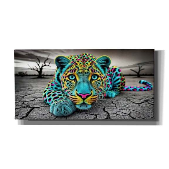 Epic Graffiti 'Neon Leopard' by Rey Klimt Canvas Wall Art, 24" x 12"