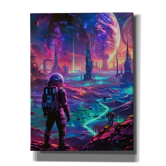 Epic Graffiti 'Neon Space 1' by Momart Canvas Wall Art, 12" x 16"