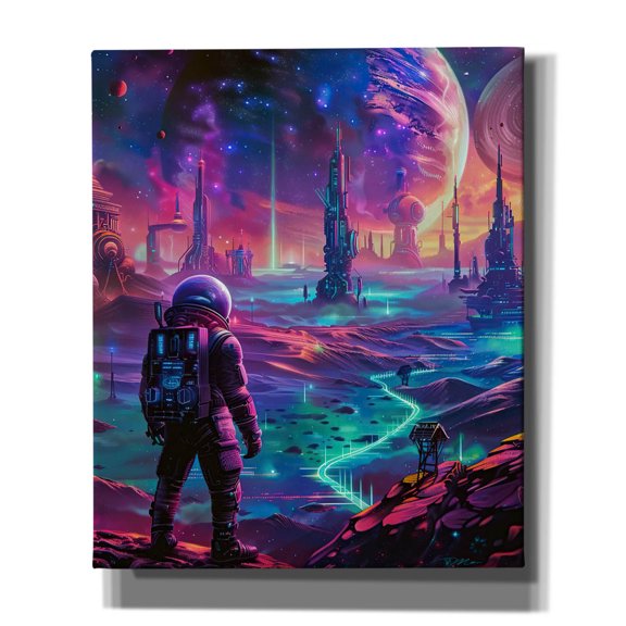 Epic Graffiti 'Neon Space 1' by Momart Canvas Wall Art, 20" x 24"