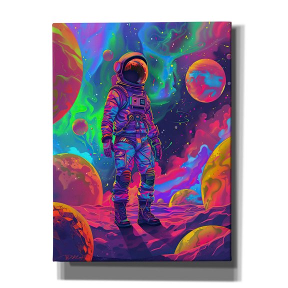 Epic Graffiti 'Neon Space 2' by Momart Canvas Wall Art, 12" x 16"