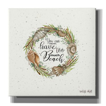 Epic Graffiti 'Never Too Much Beach Shell Wreath' by Cindy Jacobs, Canvas Wall Art, 18"x18"