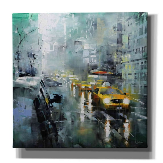 Epic Graffiti 'New York Rain' by Mark Lague, Canvas Wall Art, 37"x37"