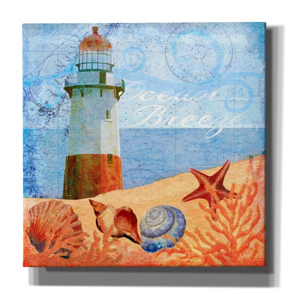 Epic Graffiti 'Ocean Breeze Lighthouse'  by Art Licensing Studio Canvas Wall Art, 37" x 37"