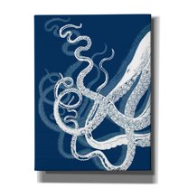 Epic Graffiti 'Octopus Tentacles Blue And White' by Fab Funky Canvas Wall Art, 12"x16"
