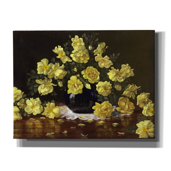 Epic Graffiti 'Old Fashioned Yellow Roses' by Christopher Pierce, Canvas Wall Art, 34"x26"
