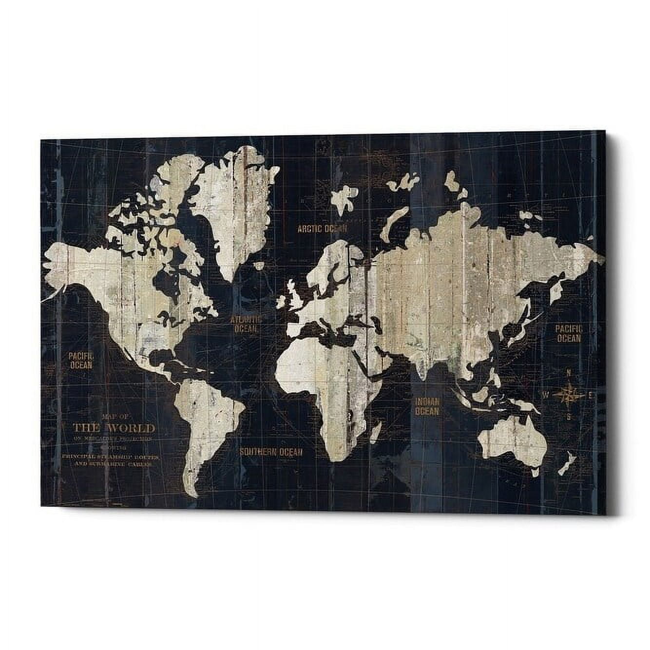 Vintage World Map Giclee Canvas Wall Art, 18" x 26"