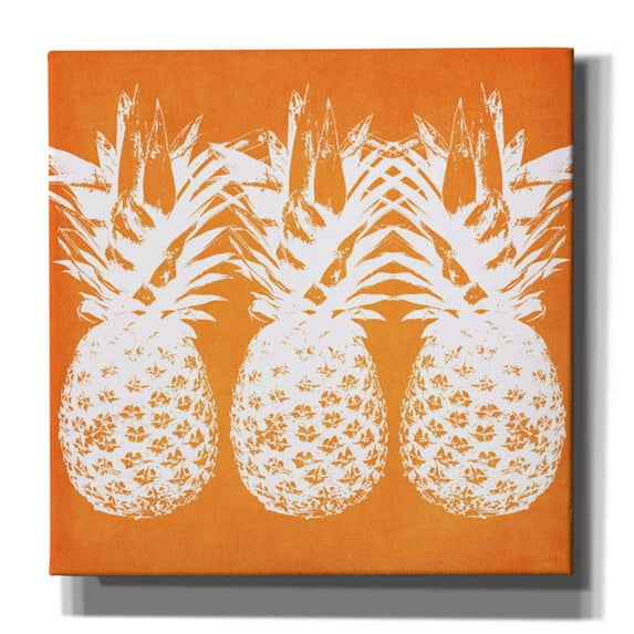 Epic Graffiti 'Orange Pineapples' by Linda Woods, Canvas Wall Art, 12"x12"
