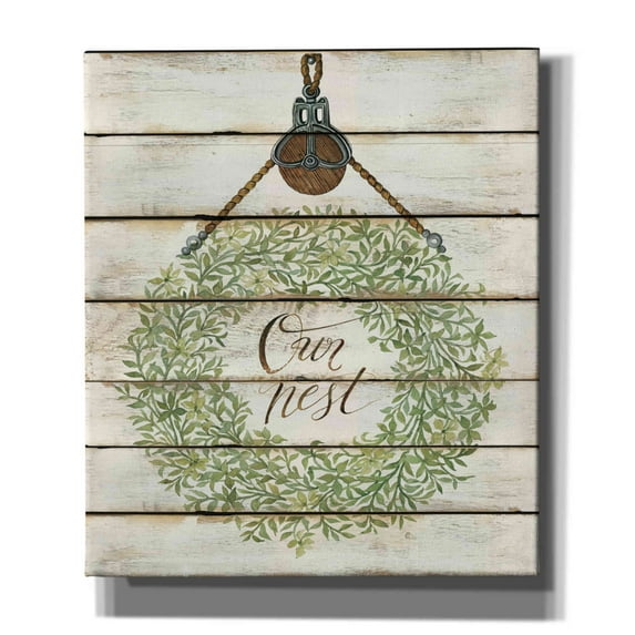 Epic Graffiti 'Our Nest Wreath on Wood Panels' by Cindy Jacobs, Canvas Wall Art, 26"x30"