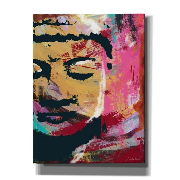 Epic Graffiti 'Painted Buddha III' by Linda Woods, Canvas Wall Art, 26"x40"