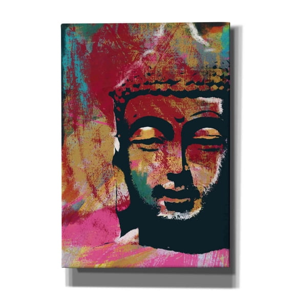 Epic Graffiti 'Painted Buddha IV' by Linda Woods, Canvas Wall Art, 18"x26"