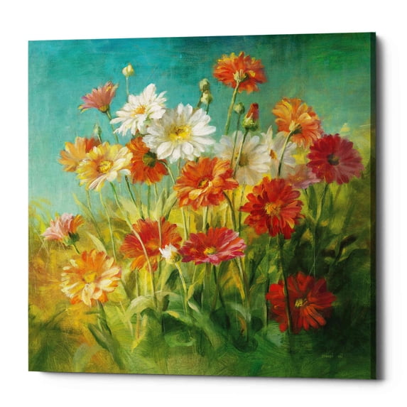 Epic Graffiti "Painted Daisies" by Danhui Nai, Giclee Canvas Wall Art - 12" x 12"
