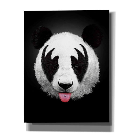 Epic Graffiti 'Panda Rocks' by Robert Farkas, Giclee Canvas Wall Art, 26"x34"