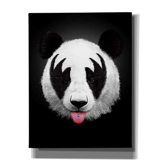 Epic Graffiti 'Panda Rocks' by Robert Farkas, Giclee Canvas Wall Art, 26"x34"
