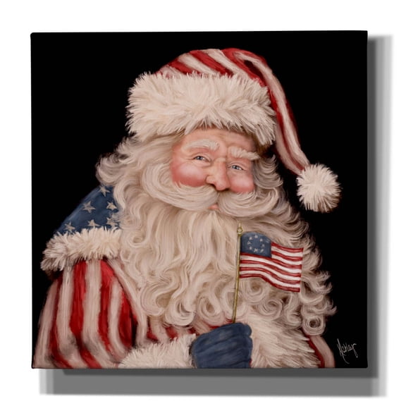 Epic Graffiti 'Patriotic Santa'  by Ashley Bradley Canvas Wall Art, 18" x 18"
