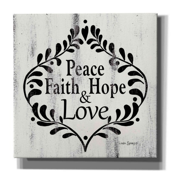 Epic Graffiti 'Peace Faith Hope & Love' by Linda Spivey, Canvas Wall Art, 26"x26"