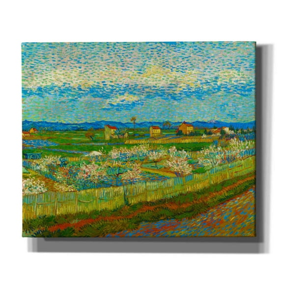 Epic Graffiti 'Peach Trees In Blossom' by Vincent Van Gogh, Giclee Canvas Wall Art, 24"x20"